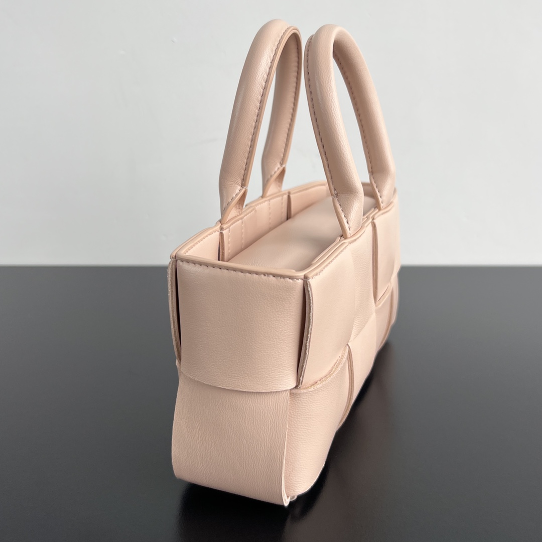 Mini East-West Arco Intreccio Leather Tote Bag Lotus